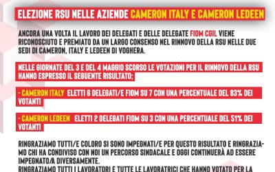 ELEZIONE RSU NELLE AZIENDE CAMERON ITALY E CAMERON LEDEEN