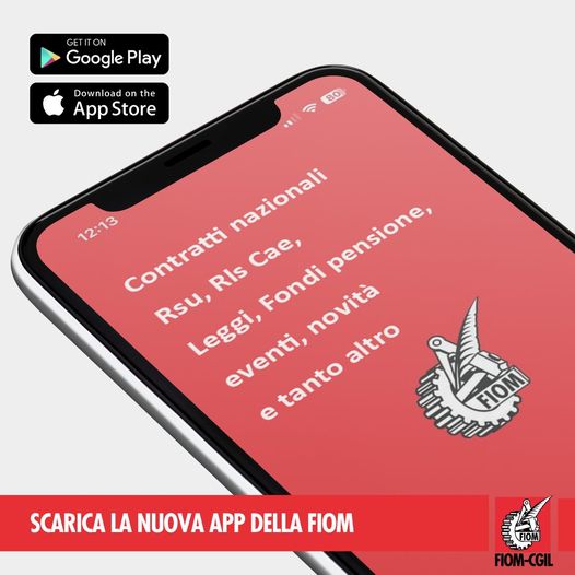 Porta la Fiom-CGIL sempre con te, scarica la nuova App della Fiom-Cgil!