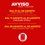 Comunicazione di servizio – orario Agosto –